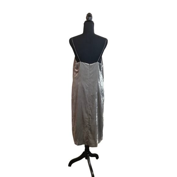 H&M Women's Gray Velvet Slide Slit Slip Dress Sz US 12 NWTS - Picture 2 of 5